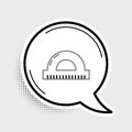 Line Protractor grid for measuring degrees icon isolated on grey background. Tilt angle meter. Measuring tool. Geometric