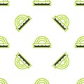 Line Protractor grid for measuring degrees icon isolated seamless pattern on white background. Tilt angle meter