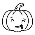 Kawaii pumpkin drool emoji vector illustration