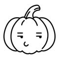 Line pumpkin kawaii smirk character isolated on white background