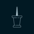 Line Push pin icon isolated on black background. Thumbtacks sign. Flat filled outline style with shadow. Vector