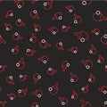 Line Racket for playing table tennis icon isolated seamless pattern on black background. Vector Royalty Free Stock Photo