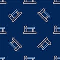 Line Railway, railroad track icon isolated seamless pattern on blue background. Vector