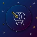 Line Ramadan drum icon isolated on blue background. Colorful outline concept. Vector