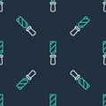 Line Rasp metal file icon isolated seamless pattern on black background. Rasp for working with wood and metal. Tool for