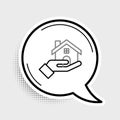 Line Realtor icon isolated on grey background. Buying house. Colorful outline concept. Vector