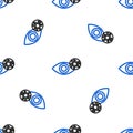 Line Reddish eye due to virus, bacterial or allergic conjunctivitis icon isolated seamless pattern on white background