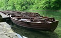 Line of Rental Rowboats in Plitvice Lakes National Park in Croatia