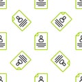 Line Resume icon isolated seamless pattern on white background. CV application. Searching professional staff. Analyzing