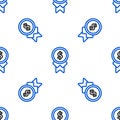 Line Reward for good work icon isolated seamless pattern on white background. Employee of the month, talent award