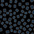 Line Rewind button icon isolated seamless pattern on black background. Vector