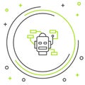 Line Robot icon isolated on white background. Artificial intelligence, machine learning, cloud computing. Colorful Royalty Free Stock Photo