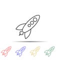 line rocket multi color style icon. Simple thin line, outline vector of sciense icons for ui and ux, website or mobile application Royalty Free Stock Photo