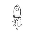 Line rocket or spaceship icon vector logo design black symbol isolated on white background. Vector EPS 10