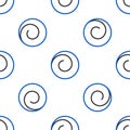 Line Roll bun with cinnamon icon isolated seamless pattern on white background. Bakery products. Colorful outline