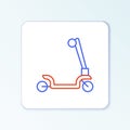 Line Roller scooter for children icon isolated on white background. Kick scooter or balance bike. Colorful outline Royalty Free Stock Photo