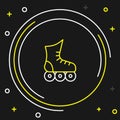 Line Roller skate icon isolated on black background. Colorful outline concept. Vector