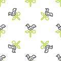 Line Rooster weather vane icon isolated seamless pattern on white background. Weathercock sign. Windvane rooster. Vector