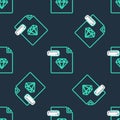 Line RUBY file document. Download ruby button icon isolated seamless pattern on black background. RUBY file symbol