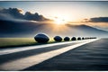 A line of rugby balls neatly arranged on the sideline, ready for use during a match Royalty Free Stock Photo