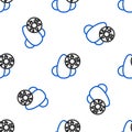 Line Runny nose and virus icon isolated seamless pattern on white background. Rhinitis symptoms, treatment. Nose and