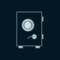 Line Safe icon isolated on black background. The door safe a bank vault with a combination lock. Reliable Data