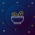 Line Salad in bowl icon isolated on blue background. Fresh vegetable salad. Healthy eating. Colorful outline concept Royalty Free Stock Photo