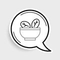 Line Salad in bowl icon isolated on grey background. Fresh vegetable salad. Healthy eating. Colorful outline concept Royalty Free Stock Photo