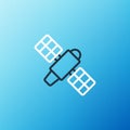 Line Satellite icon isolated on blue background. Colorful outline concept. Vector