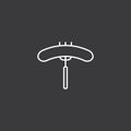 Line sausage on fork black icon on white background