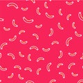 Line Sausage icon isolated seamless pattern on red background. Grilled sausage and aroma sign. Vector