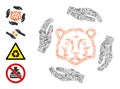 Line Save Tigers Icon Vector Collage