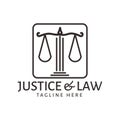 Line scall justice attorney law logo design template Royalty Free Stock Photo