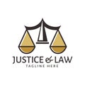 Line scall justice attorney law logo design template Royalty Free Stock Photo