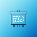 Line Scenario on chalkboard icon isolated on blue background. Script reading concept for art project, films, theaters