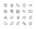 Line School Subjects Icons