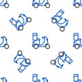 Line Scooter delivery icon isolated seamless pattern on white background. Delivery service concept. Colorful outline