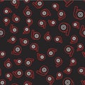 Line Scotch tape icon isolated seamless pattern on black background. Roll adhesive tape. Insulating tape. Vector Royalty Free Stock Photo