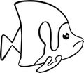 Line sea butterfly fish symbol hand drawn Royalty Free Stock Photo