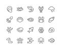 Line Sea Food Icons