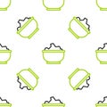 Line Sea salt in a bowl icon isolated seamless pattern on white background. Vector Illustration Royalty Free Stock Photo