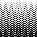 Line seamless pattern. Curve line. Wave geometric lines border. Degraded halftone background. Fade stripe thin thick. Monocrome