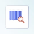 Line Search barcode icon isolated on white background. Magnifying glass searching barcode. Barcode label sticker Royalty Free Stock Photo