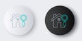 Line Search house icon isolated on grey background. Real estate symbol of a house under magnifying glass. Colorful Royalty Free Stock Photo