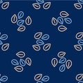 Line Seeds of a specific plant icon isolated seamless pattern on blue background. Vector