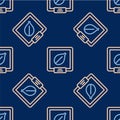Line Seeds of a specific plant icon isolated seamless pattern on blue background. Vector
