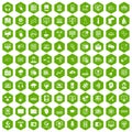 100 on-line seminar icons hexagon green