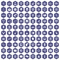 100 on-line seminar icons hexagon purple