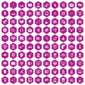 100 on-line seminar icons hexagon violet