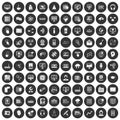 100 on-line seminar icons set black circle